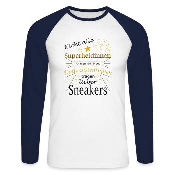 Diätassistentin Superheldin Ernährung Beruf - Unisex Baseballshirt langarm - Weiß/Navy - Vorne - Nik (191cm)