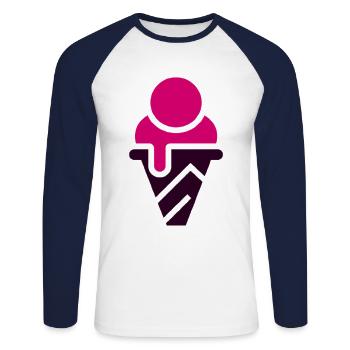 Ice cream ice cream ice cream cone gift idea raspberry ice cream - Unisex Long Sleeve Baseball T-Shirt - white/navy - Front - Nik (191cm)