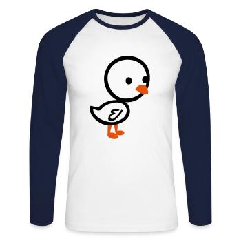 Poulette - poussin - T-shirt baseball manches longues Homme - blanc/marine - Devant - Nik (191cm)