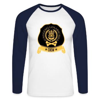 Baccalauréat - JGA - T-shirt baseball manches longues Homme - blanc/marine - Devant - Nik (191cm)