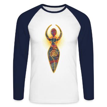 spiral goddess e 227 - Unisex Long Sleeve Baseball T-Shirt - white/navy - Front - Nik (191cm)