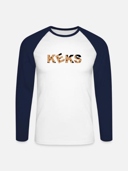 Biscuits - T-shirt baseball manches longues Homme - blanc/marine