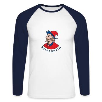 Heidenheimer Heidekopf - Unisex Baseballshirt langarm - Weiß/Navy - Vorne - Nik (191cm)