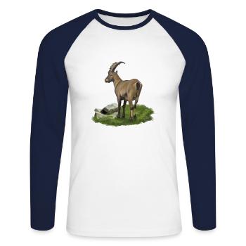 Capricorne - T-shirt baseball manches longues Homme - blanc/marine - Devant - Nik (191cm)
