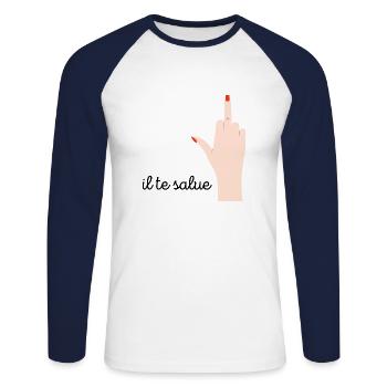 doigt d’honneur demoiselle - T-shirt baseball manches longues Homme - blanc/marine - Devant - Nik (191cm)