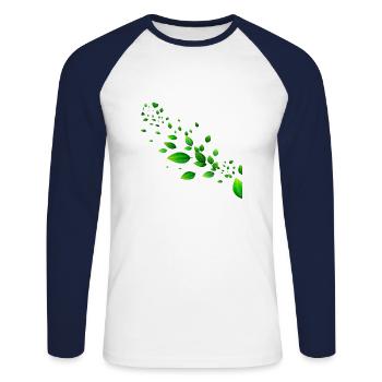 feuille - T-shirt baseball manches longues Homme - blanc/marine - Devant - Nik (191cm)