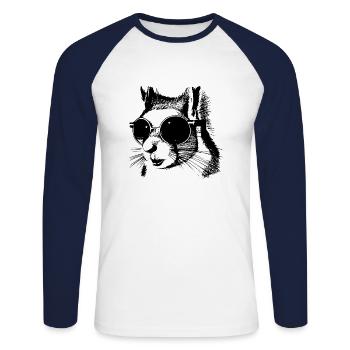 Squirrel Sunglasses Animal Cute Funny Cool 05 - Unisex Long Sleeve Baseball T-Shirt - white/navy - Front - Nik (191cm)
