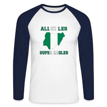 Allez Les Supers Aigles Maillot de Pied - T-shirt baseball manches longues Homme - blanc/marine - Devant - Nik (191cm)