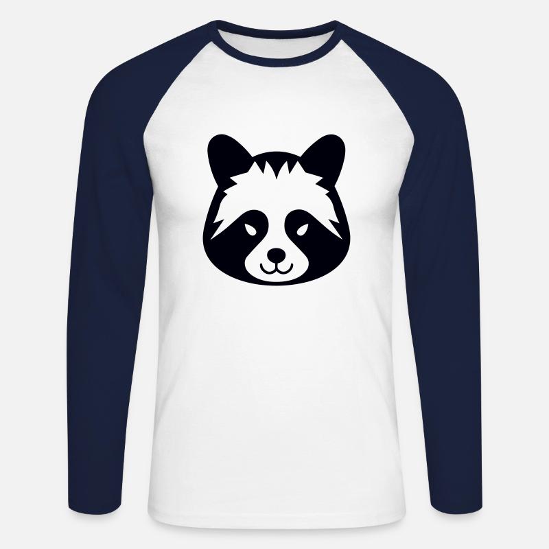 Panda-Kopf - Unisex Baseballshirt langarm - Weiß/Navy