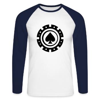 Poker Chip - Unisex Long Sleeve Baseball T-Shirt - white/navy - Front - Nik (191cm)