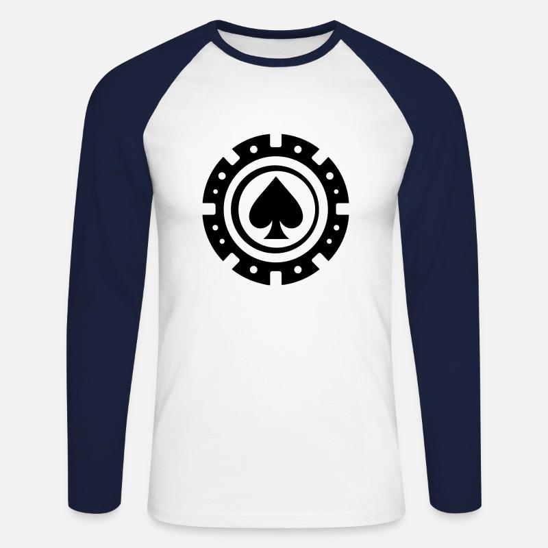 Poker-Chip - Unisex Baseballshirt langarm - Weiß/Navy