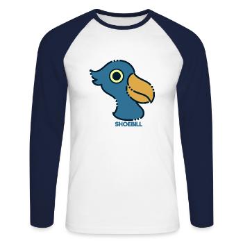 Oiseau à bec-en-sabot Ornithologue Forêt I Cadeau - T-shirt baseball manches longues Homme - blanc/marine - Devant - Nik (191cm)