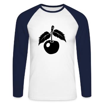 cerise - T-shirt baseball manches longues Homme - blanc/marine - Devant - Nik (191cm)