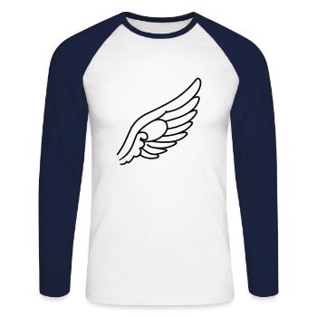 Ailes d'ange - T-shirt baseball manches longues Homme - blanc/marine - Devant - Nik (191cm)