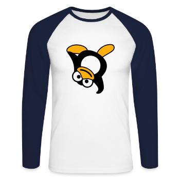 Pinguin Breakdance Tanzen Kopfstand Party DJ Musik - Unisex Baseballshirt langarm - Weiß/Navy - Vorne - Nik (191cm)