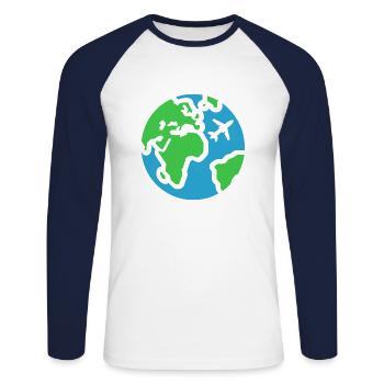Voyage Humour vacances - T-shirt baseball manches longues Homme - blanc/marine - Devant - Nik (191cm)