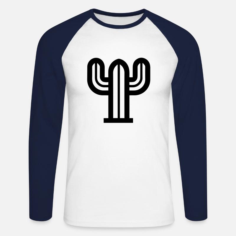 Kaktus - Unisex Baseballshirt langarm - Weiß/Navy