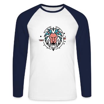 Roaring Lion - Unisex Long Sleeve Baseball T-Shirt - white/navy - Front - Nik (191cm)