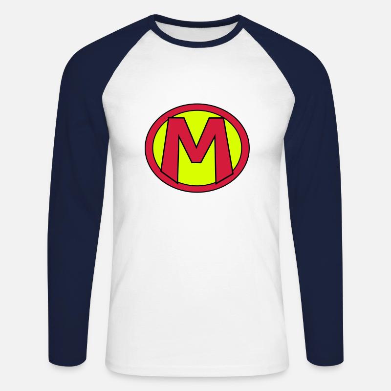 Super, Superheld, Superheldin, Hero, M - Unisex Baseballshirt langarm - Weiß/Navy