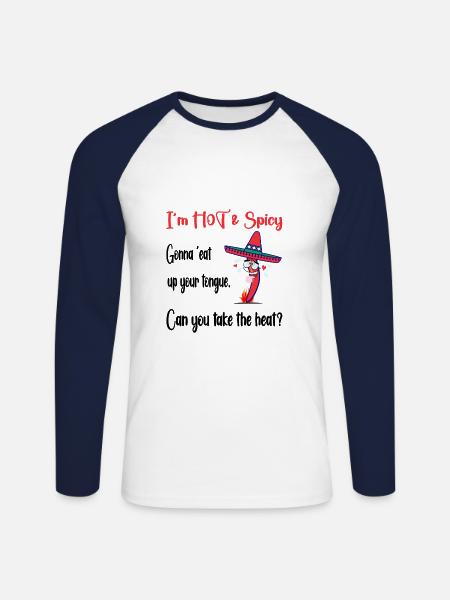 Mexican Chilli in Sombero (W2) - Unisex Long Sleeve Baseball T-Shirt - white/navy