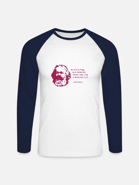 Funny saying by Karl Marx, Communism - Unisex Long Sleeve Baseball T-Shirt - white/navy
