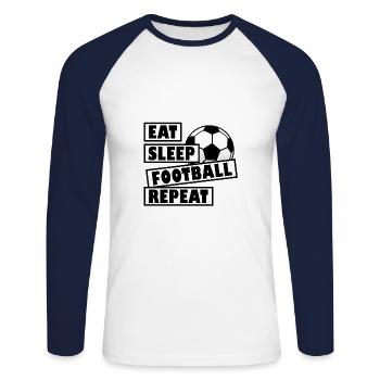 Mangez Sleep Football Repeat - T-shirt baseball manches longues Homme - blanc/marine - Devant - Nik (191cm)