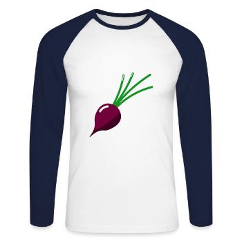 Turnip - Illustration - Unisex Long Sleeve Baseball T-Shirt - white/navy - Front - Nik (191cm)