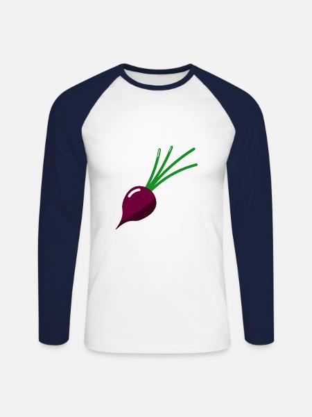 Betterave - Illustration - T-shirt baseball manches longues Homme - blanc/marine