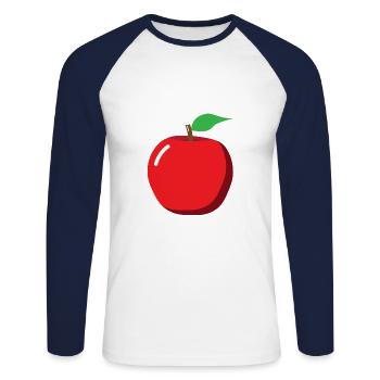 Apple - illustration - T-shirt baseball manches longues Homme - blanc/marine - Devant - Nik (191cm)