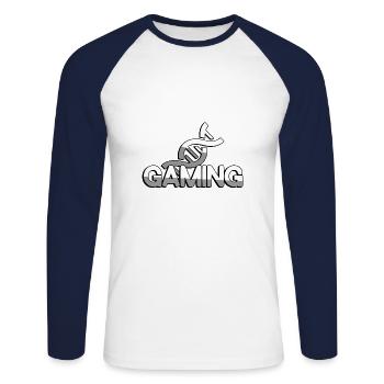 GAMING + DNA - Gaming - Unisex Long Sleeve Baseball T-Shirt - white/navy - Front - Nik (191cm)