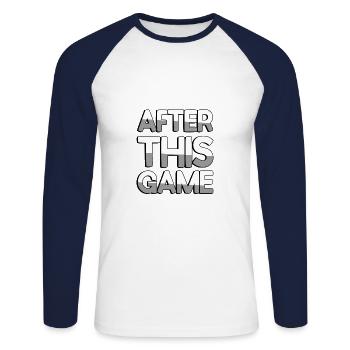 AFTER THIS GAME - Gaming - Unisex Baseballshirt langarm - Weiß/Navy - Vorne - Nik (191cm)