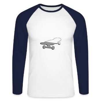 Skateboard - Illustration - T-shirt baseball manches longues Homme - blanc/marine - Devant - Nik (191cm)