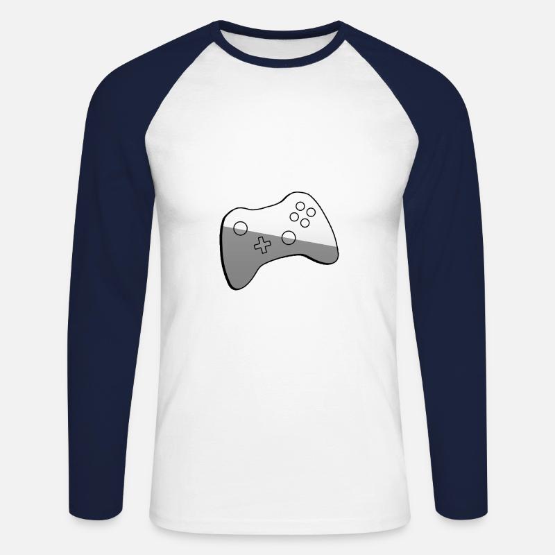 Controller - Illustration - Unisex Baseballshirt langarm - Weiß/Navy