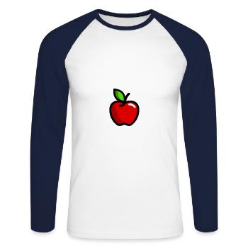 Apple - Illustration - T-shirt baseball manches longues Homme - blanc/marine - Devant - Nik (191cm)