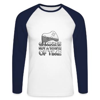 LE JEU N’EST PAS UNE PERTE DE TEMPS + Jeu de contrôleur - T-shirt baseball manches longues Homme - blanc/marine - Devant - Nik (191cm)