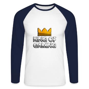KING OF GAMING + King Crown - Gaming - Unisex Long Sleeve Baseball T-Shirt - white/navy - Front - Nik (191cm)