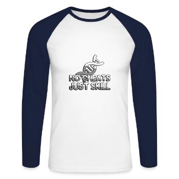 NO CHEATS JUST SKILL + DNA - Gaming - Unisex Baseballshirt langarm - Weiß/Navy - Vorne - Nik (191cm)