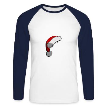 | de la casquette du Père Noël Zipfelmütze - Illustration - T-shirt baseball manches longues Homme - blanc/marine - Devant - Nik (191cm)