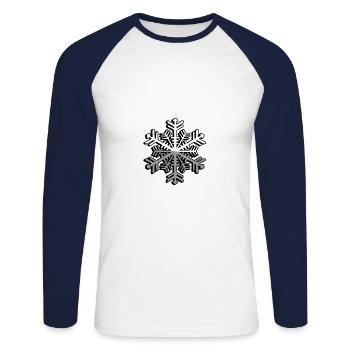 Schneeflocke - Illustration - Unisex Baseballshirt langarm - Weiß/Navy - Vorne - Nik (191cm)