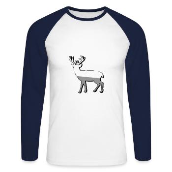 Rentier | Reindeer - Illustraton - Unisex Baseballshirt langarm - Weiß/Navy - Vorne - Nik (191cm)
