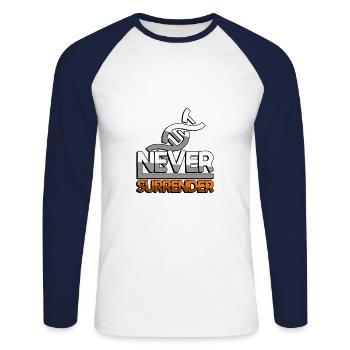 NEVER SURRENDER (Orange) + DNA - Gaming - Unisex Long Sleeve Baseball T-Shirt - white/navy - Front - Nik (191cm)