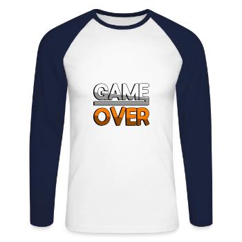 GAME OVER (Orange) - Gaming - Unisex Baseballshirt langarm - Weiß/Navy - Vorne - Nik (191cm)