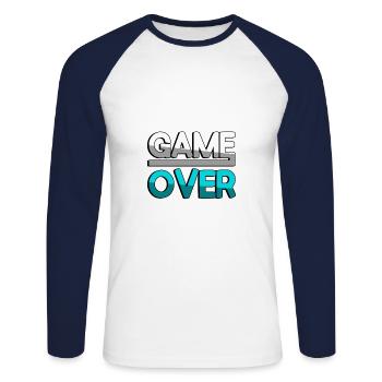 GAME OVER (Turquoise) - Jeux - T-shirt baseball manches longues Homme - blanc/marine - Devant - Nik (191cm)