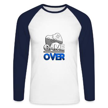 GAME OVER (Blau) + Controller - Gaming - Unisex Baseballshirt langarm - Weiß/Navy - Vorne - Nik (191cm)