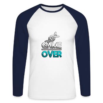 GAME OVER (Turquoise) + ADN - Jeux - T-shirt baseball manches longues Homme - blanc/marine - Devant - Nik (191cm)