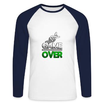 GAME OVER (Vert) + ADN - Jeux - T-shirt baseball manches longues Homme - blanc/marine - Devant - Nik (191cm)