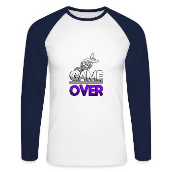 GAME OVER (Violet) + ADN - Jeux - T-shirt baseball manches longues Homme - blanc/marine - Devant - Nik (191cm)