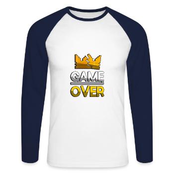 GAME OVER (Yellow) + King Crown - Gaming - Unisex Long Sleeve Baseball T-Shirt - white/navy - Front - Nik (191cm)