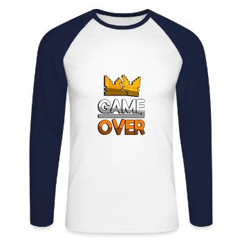GAME OVER (Orange) + King Crown - Gaming - Unisex Long Sleeve Baseball T-Shirt - white/navy - Front - Nik (191cm)