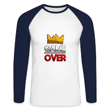 GAME OVER (Rouge) + King Crown - Jeux - T-shirt baseball manches longues Homme - blanc/marine - Devant - Nik (191cm)